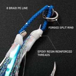 JIGGING PRO Twin Assist Hooks 1/0 2/0 3/0 4/0 Double Barbed BKK High Carbon Steel Fishing Hook With Glow Feather Jigging Hook