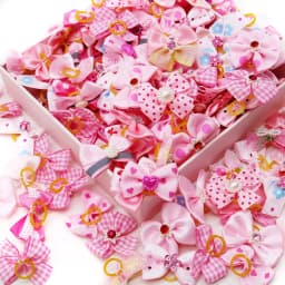 10/20PCS Pink Style Dog Bows With Rubber Bands Diamonds Cute Dog Bowknots Hair Accessories For Dogs Pet Puppy Bows