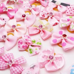 10/20PCS Pink Style Dog Bows With Rubber Bands Diamonds Cute Dog Bowknots Hair Accessories For Dogs Pet Puppy Bows