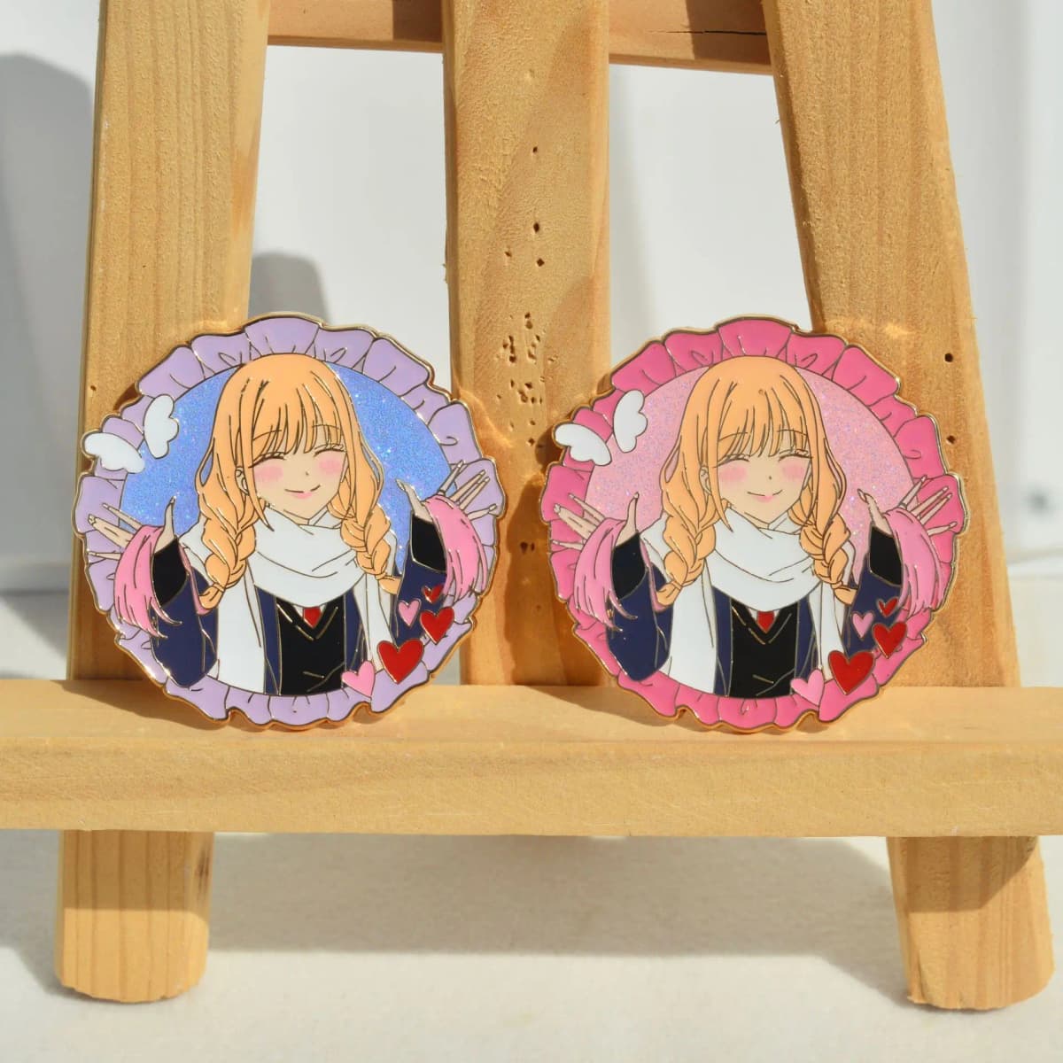 Kitagawa Marin Badges Anime My Dress-Up Darling Metal Pins Pendant Manga Brooches for Backpack Clothing Lapel Cosplay ACG Goods
