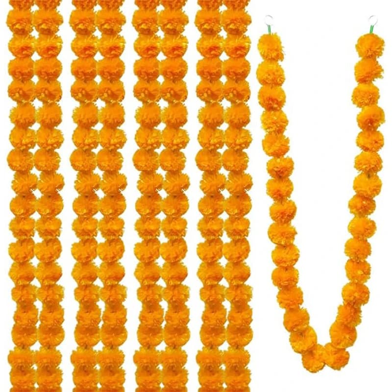 150CM Artificial Marigold Wreath Home Room Decor Dining Table Party Artificial Flower Decoration Wedding Decor Diwali Accessory