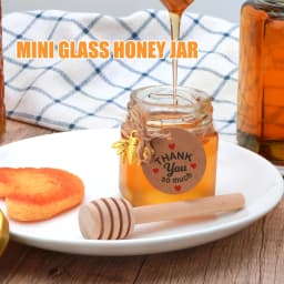 12/20/30/50/60Pcs-Mini Honey Jars with Dipper, Hexagonal Glass Honey Jars, Glass Sugar Jars with Lids, Kitchen Glass Sealed Jars, Available in Various Sizes Such as 1.5/2/3oz, Come with Bee Pendants, Twine, and Card Tags, Perfect for Baby Shower Gifts, Wedding Gifts, Party Favors