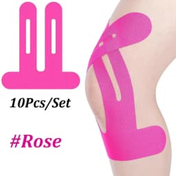 10PCS Precut Kinesiology Tape For Knees,Waterproof Elastic Breathable Knee Tape,Athletic Tape Provide Support Stability Running