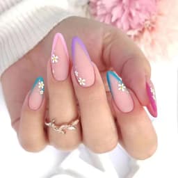 24pcs/set Long Medium short fake nails for women girls cute bow flowers decoration french tips faux ongles press on false nail