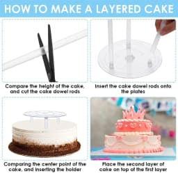 3Pcs Cake Boards Cake Dowels for Tiered Cakes Plastic Cake Support Rods for Wedding Cake Construction and Stacking CakeDowel Set