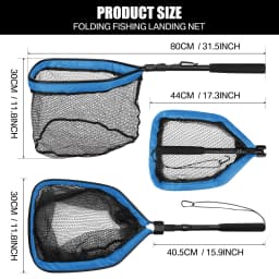 Fishing Landing Net Aluminum Alloy Durable Telescoping Extend to 190cm/130cm/55cm Folding Mesh Safe Fish Catching Releasing