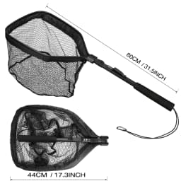 Fishing Landing Net Aluminum Alloy Durable Telescoping Extend to 190cm/130cm/55cm Folding Mesh Safe Fish Catching Releasing