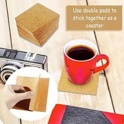 20 Pieces Cork Coasters, Self-adhesive Cork Coasters, Insulated Solid Color Placemats, Round, Square Cork Cushions, for Coasters
