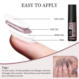 LILYCUTE 5ML Champagne Gold Reflective Glitter Liner Gel Nail Polish Bright Sparkling French Semi Permanent Nail Painting UV Gel