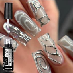 LILYCUTE 5ML Champagne Gold Reflective Glitter Liner Gel Nail Polish Bright Sparkling French Semi Permanent Nail Painting UV Gel