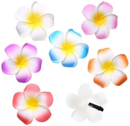 50Pcs 2.4" White Foam Hawaiian Frangipani Artificial Plumeria Flower Hat Hair Clips for Home  Party Beach Vacation Decoration
