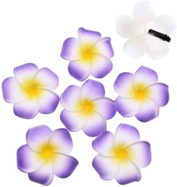 50Pcs 2.4" White Foam Hawaiian Frangipani Artificial Plumeria Flower Hat Hair Clips for Home  Party Beach Vacation Decoration