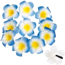 50Pcs 2.4" White Foam Hawaiian Frangipani Artificial Plumeria Flower Hat Hair Clips for Home  Party Beach Vacation Decoration