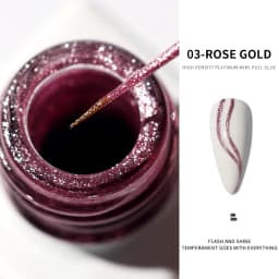 1Box Metallic Gel Gold Mirror Effect Gel Nail Polish French Nail Art Line/Flower Painting Gel Glitter UV Gel Nail Soak Off #8YQW