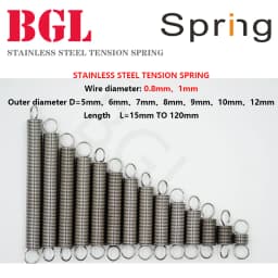 5pcs/lot Tension spring 0.8mm、1mm 304 stainless steel extension spring OD 5mm-12mm length15mm to 120mm