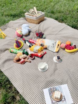 Rde Picnic Outdoor Blanket, Foldable Blankets Gingham Picnic Mat Tablecloth