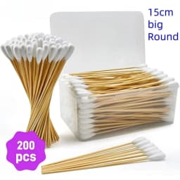 100/300Pcs 6 Inch Long Cotton Swabs with Wooden Handles, Cotton Tipped Applicator for Cleaning, Cotton Sticks Oil Makeup