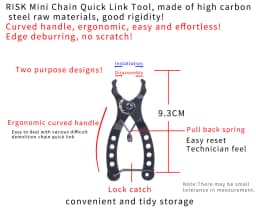RISK RL216 Bike Mini Missing Chain Quick Link Tool Bicycle Plier Master Link Remover Connector Opener Lever with Free Chain Hook