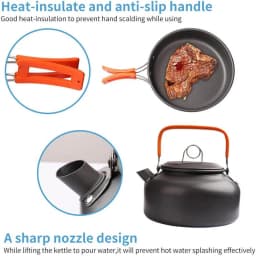 Camping Cooking Set Camping Cookware Travel Tableware Outdoor Picnic Set Teapot For 2-3 People Non-Stick Pots Assorted Sets