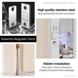 Strong Magnetic Cabinet Catches Ultra-Thin Door Magnets Stops Invisible Adhesive Drawer Magnet Catch for Kitchen Closet Closer