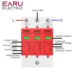 SPD 2P 3P DC 500V 800V 1000V 20KA~40KA 30KA~60KA House Lightning Surge Protector Protective Low-voltage Arrester Device PV Solar