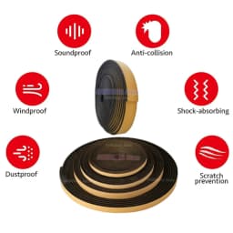 Rubber Self Adhesive Sponge Seal Strip Single Sided Adhesive EVA Black Foam Anti-collision Seal Gasket Width10-30mm Thick 2-20mm