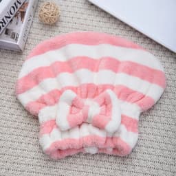 1pcs Dry Hair Towel Quick-Drying Hair Cap Shower Cap for Women Striped Pattern Super Absorbent Bath Accessories Hair Bonnets