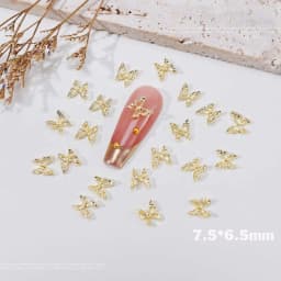 20pcs 3D Exquisite Hollow Butterfly Rhinestones Nail Charms Luxury Gold/Silver Diamond Wings Jewelry Nail Decoration Accessories