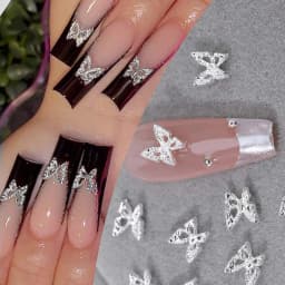 20pcs 3D Exquisite Hollow Butterfly Rhinestones Nail Charms Luxury Gold/Silver Diamond Wings Jewelry Nail Decoration Accessories