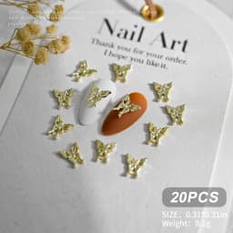 20pcs 3D Exquisite Hollow Butterfly Rhinestones Nail Charms Luxury Gold/Silver Diamond Wings Jewelry Nail Decoration Accessories