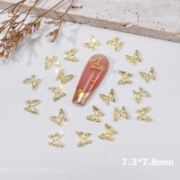 20pcs 3D Exquisite Hollow Butterfly Rhinestones Nail Charms Luxury Gold/Silver Diamond Wings Jewelry Nail Decoration Accessories