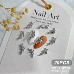 20pcs 3D Exquisite Hollow Butterfly Rhinestones Nail Charms Luxury Gold/Silver Diamond Wings Jewelry Nail Decoration Accessories
