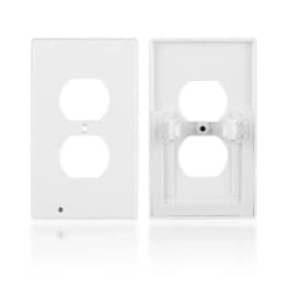 Duplex Electrical Outlet Modern Plugboard Plug-In Electrical Receptacle Wall Plate With LED Night Lights - Auto On/Off Sensor