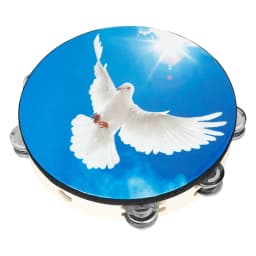 8/10 Inch Peace Dove Double Layer Hand Solid Wood Hand Held Tambourine with Double Row Jingles Reflective Percussion Instrument