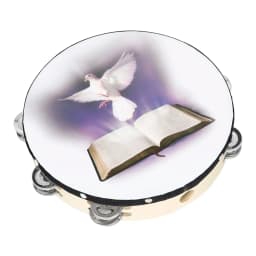8/10 Inch Peace Dove Double Layer Hand Solid Wood Hand Held Tambourine with Double Row Jingles Reflective Percussion Instrument