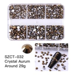 6grids SS6-20 Mixed Size Pink Bronze Silver Flatback Rhinestones Gems Flashing Diamonds 3D Nail Art Decorations Crystals