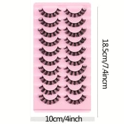 10 Pairs Russian Strip Lashes DD Curl False Eyelashes Fluffy Wispy Faux Mink Lashes Pack