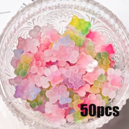 50pcs Gradient Gummy Bear Nail Art Charms Y2K Kawaii Bear Resin Design Nail Rhinestones DIY Cartoon Soft Candy Nail Accessories