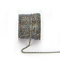 VC SS6 Porcelain Opal Gold Glass Rhinestone Cup Chain Glitter Crystal Rhinestone Trim For DIY Wedding Dress Decoration