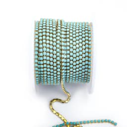 VC SS6 Porcelain Opal Gold Glass Rhinestone Cup Chain Glitter Crystal Rhinestone Trim For DIY Wedding Dress Decoration
