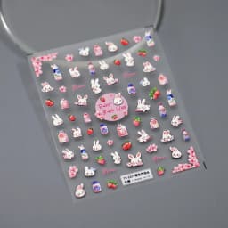 1pcs 5D Kawaii Relief Cartoon Fox Nail Art Stickers Kawaii Star Animals Acrylic Backglue Nail Decorations Decals Accessories DIY