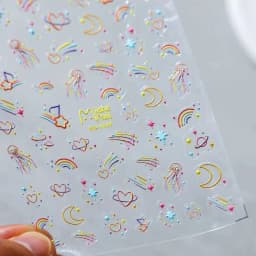 1pcs 5D Kawaii Relief Cartoon Fox Nail Art Stickers Kawaii Star Animals Acrylic Backglue Nail Decorations Decals Accessories DIY