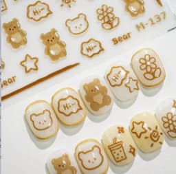 1pcs 5D Kawaii Relief Cartoon Fox Nail Art Stickers Kawaii Star Animals Acrylic Backglue Nail Decorations Decals Accessories DIY