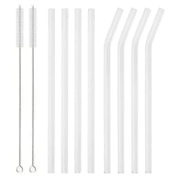 8Pcs Reusable Drinking Straw Colorful Glass Straws Eco-friendly High Borosilicate Glass Straw Glass Tube Party Bar Drinkware