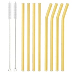 8Pcs Reusable Drinking Straw Colorful Glass Straws Eco-friendly High Borosilicate Glass Straw Glass Tube Party Bar Drinkware
