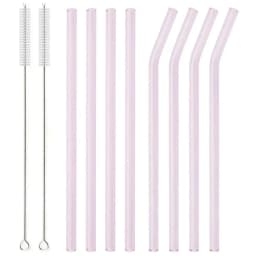 8Pcs Reusable Drinking Straw Colorful Glass Straws Eco-friendly High Borosilicate Glass Straw Glass Tube Party Bar Drinkware