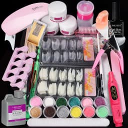 Full Acrylic Powder Set, 15ml Gel Manicure Kit With And 6W LED Light For Nail Extension DIY Complete Starter Kit