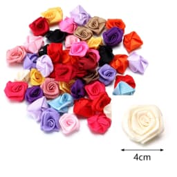 10/20/50Pcs Satin Fabric Rose Flowers Handmade Satin Ribbon Flower for DIY Brooch Hairwear Party Clothing Decoration Supplies