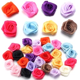 10/20/50Pcs Satin Fabric Rose Flowers Handmade Satin Ribbon Flower for DIY Brooch Hairwear Party Clothing Decoration Supplies