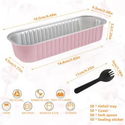 50Set Mini Loaf Pans with Lids and Spoons 6.8oz Rectangle Aluminum Foil Baking Pan Mini Bread Container Heat-Resistant Cake Pans